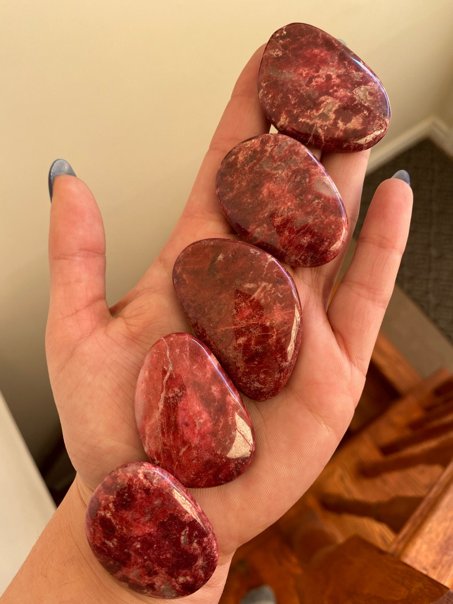 Thulite Palm Stones