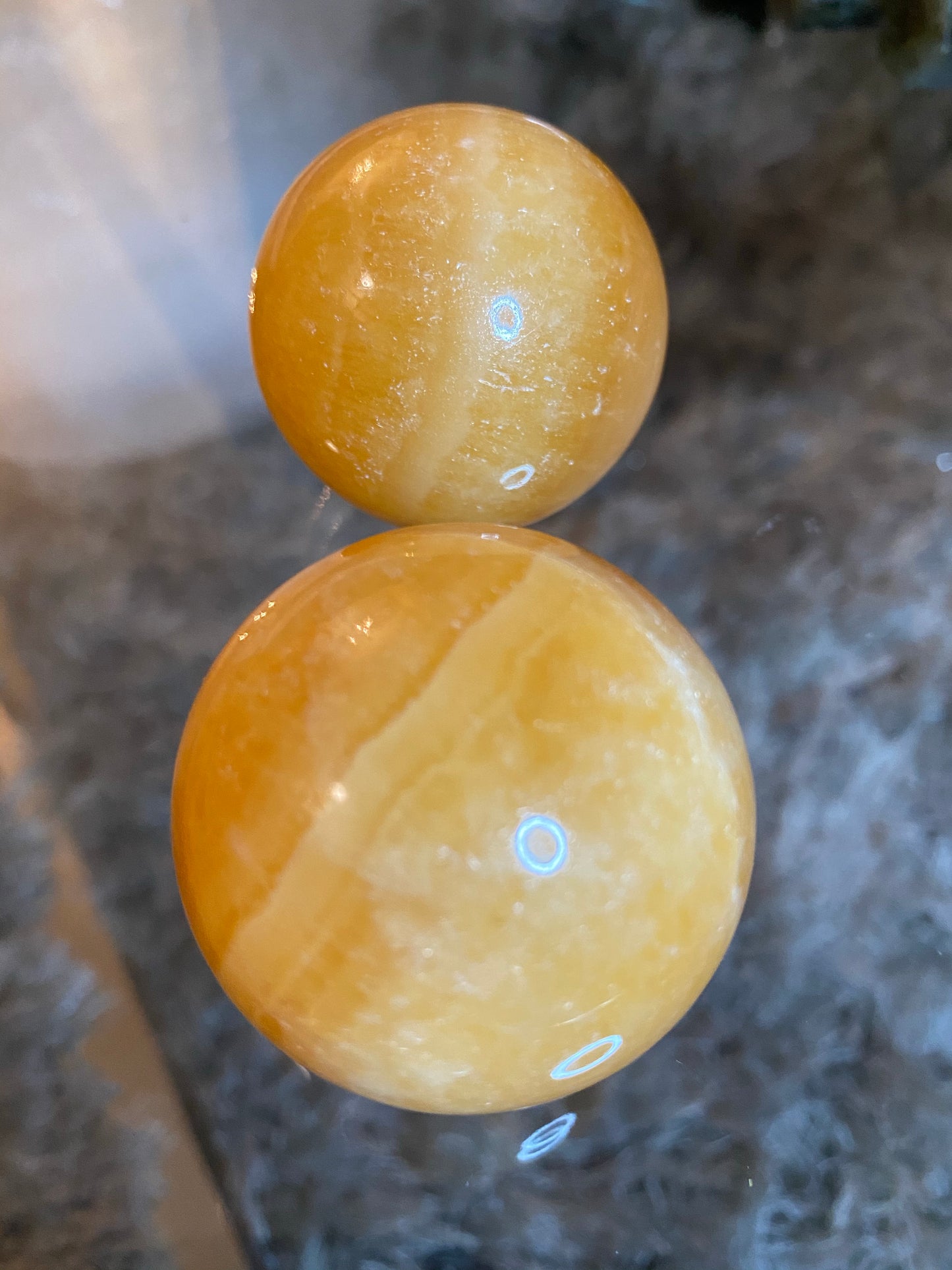 Orange Calcite Spheres Indigo Fluorite Tower metaphysics crystal gemstone crystal shop canadian local meditation manifestation spiritual healing holistic journey sage smudging palo santo toronto chakras alignment reiki