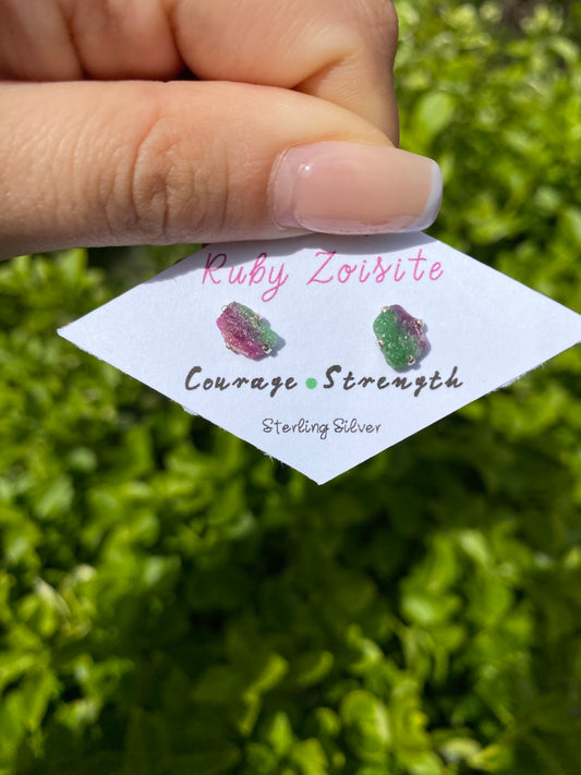Ruby Zoisite Earring Studs