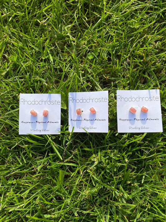 Rhodochrosite Studs