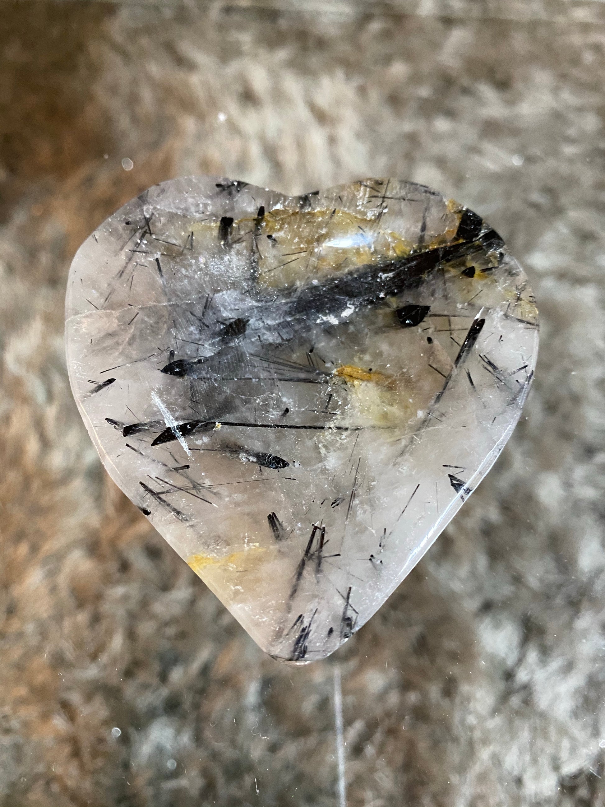 Tourmalated Quartz Bowl heart shaped  metaphysics crystal gemstone crystal shop canadian local meditation manifestation spiritual healing holistic journey sage smudging palo santo toronto chakras alignment reiki